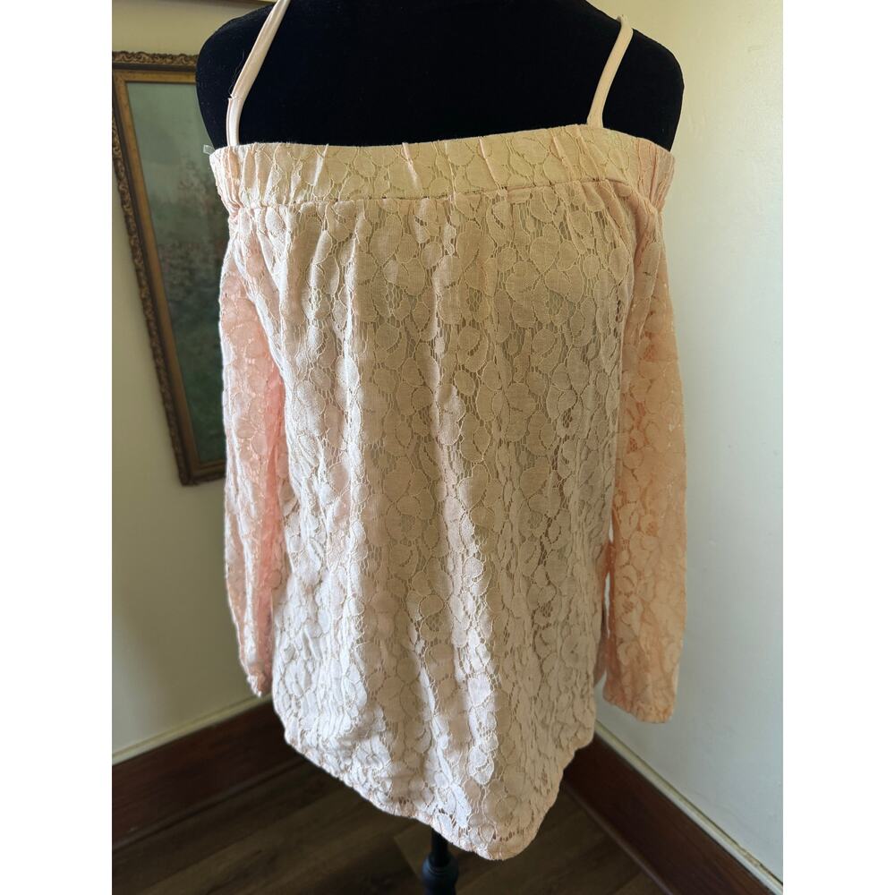 NWT Seven Sisters Blush Lace Off Shoulder Top w Straps Lined Size S